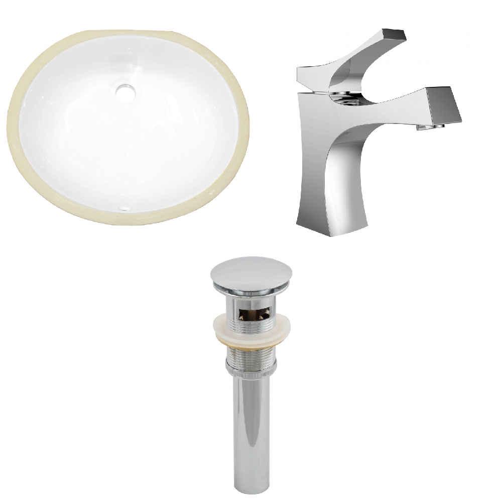 19.5-in. W CUPC Oval Bathroom Undermount Sink Set In White - Chrome Hardware - Overflow Drain Incl.