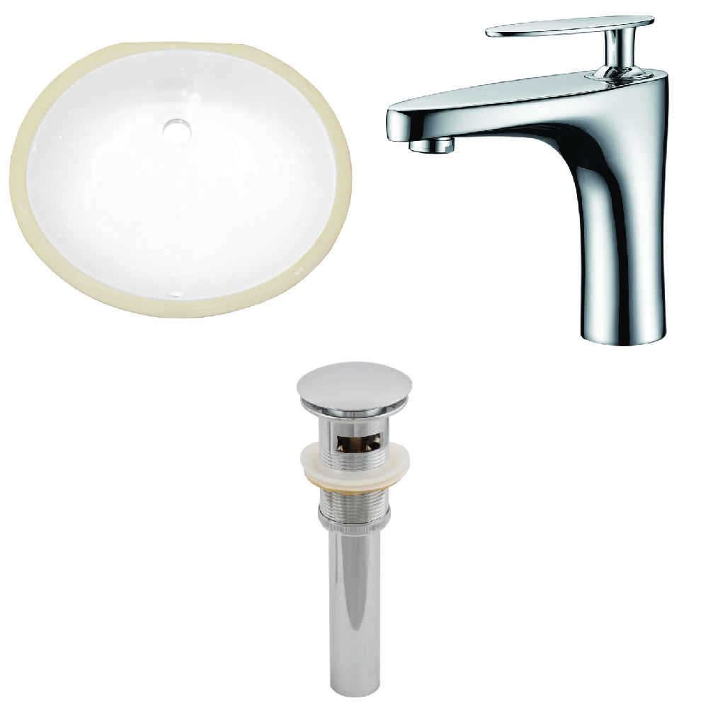 19.5-in. W CUPC Oval Bathroom Undermount Sink Set In White - Chrome Hardware - Overflow Drain Incl.