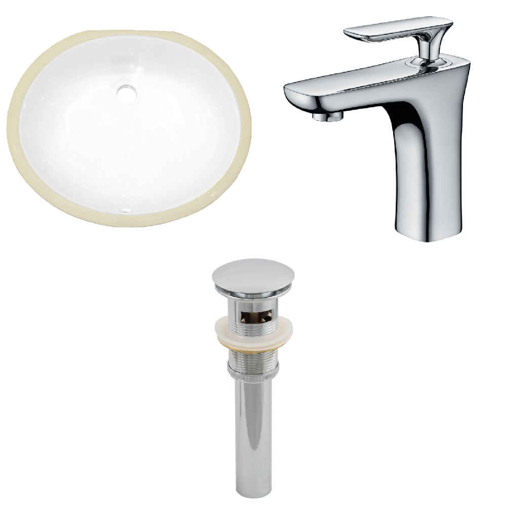 19.5-in. W CUPC Oval Bathroom Undermount Sink Set In White - Chrome Hardware - Overflow Drain Incl.