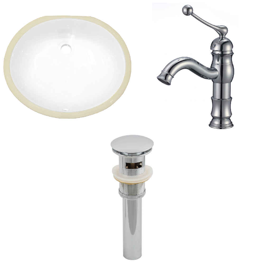 19.5-in. W CUPC Oval Bathroom Undermount Sink Set In White - Chrome Hardware - Overflow Drain Incl.