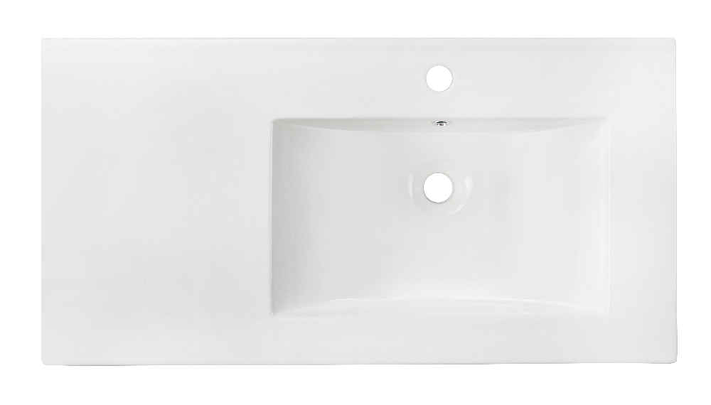 35.5-in. W 18.25-in. D Ceramic Top In White Color For 1 Hole Faucet