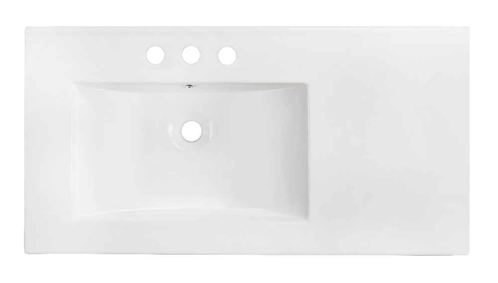 35.5-in. W 18.25-in. D Ceramic Top In White Color For 3H4-in. Faucet