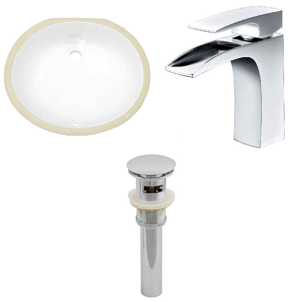 19.5-in. W CUPC Oval Bathroom Undermount Sink Set In White - Chrome Hardware - Overflow Drain Incl.