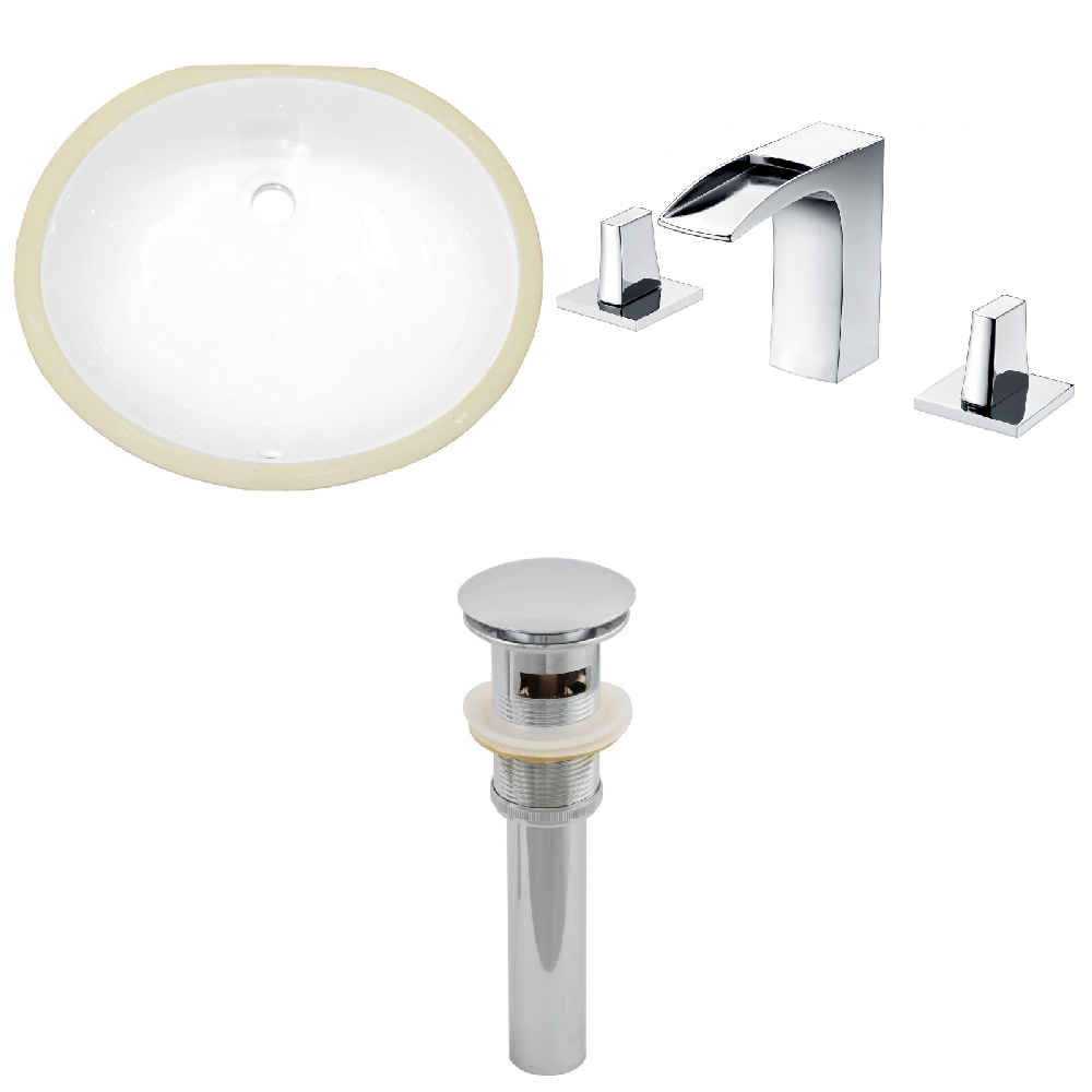 19.5-in. W CUPC Oval Bathroom Undermount Sink Set In White - Chrome Hardware - Overflow Drain Incl.