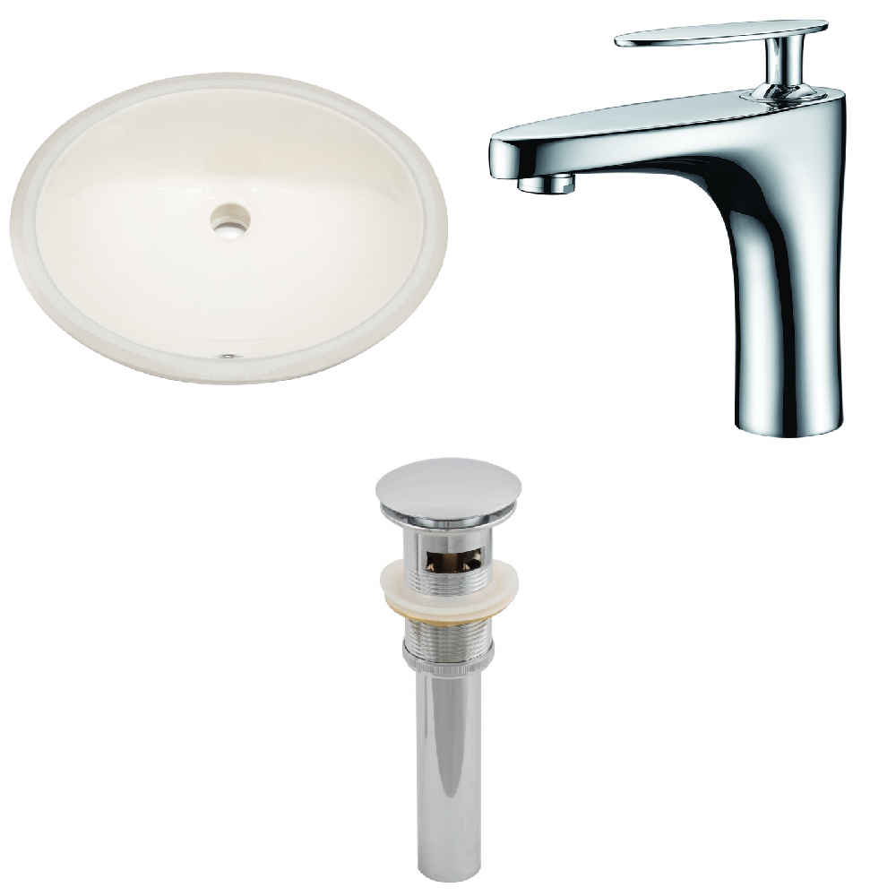 19.75-in. W CUPC Oval Bathroom Undermount Sink Set In Biscuit - Chrome Hardware - Overflow Drain Incl.