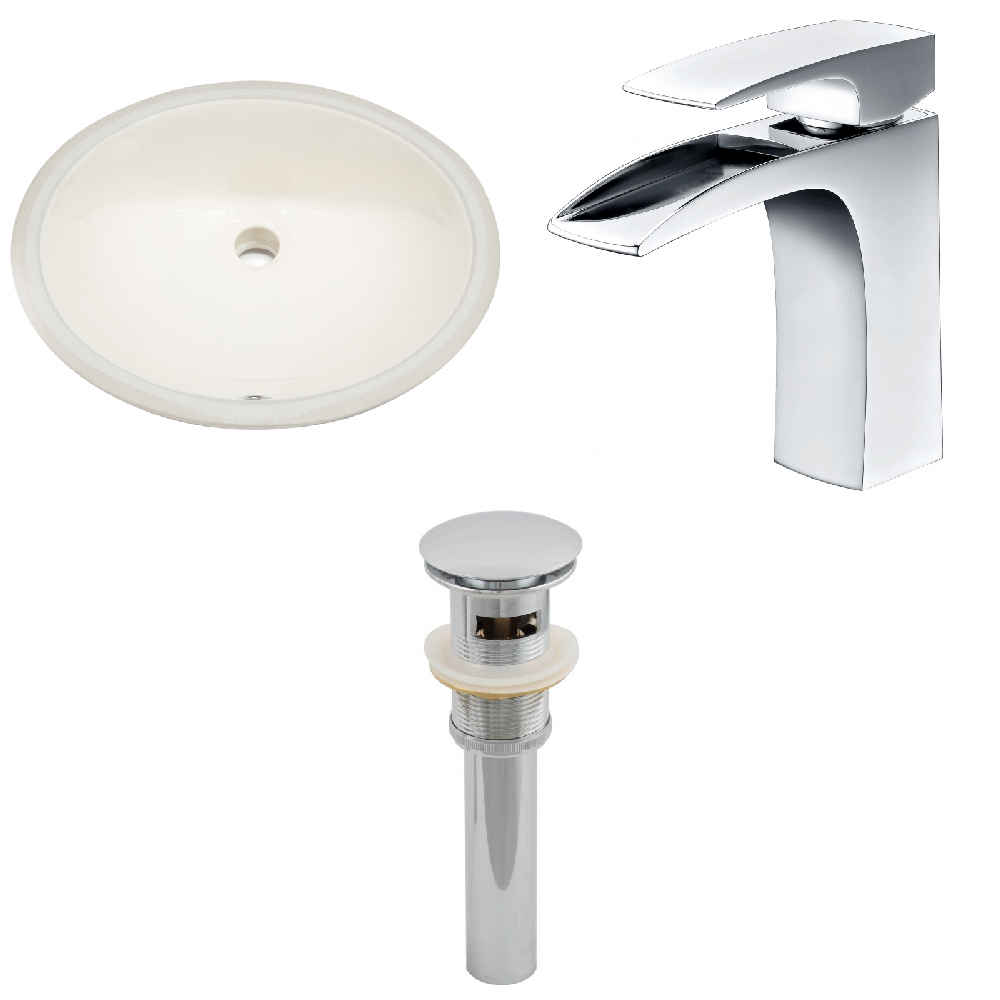 19.75-in. W CUPC Oval Bathroom Undermount Sink Set In Biscuit - Chrome Hardware - Overflow Drain Incl.