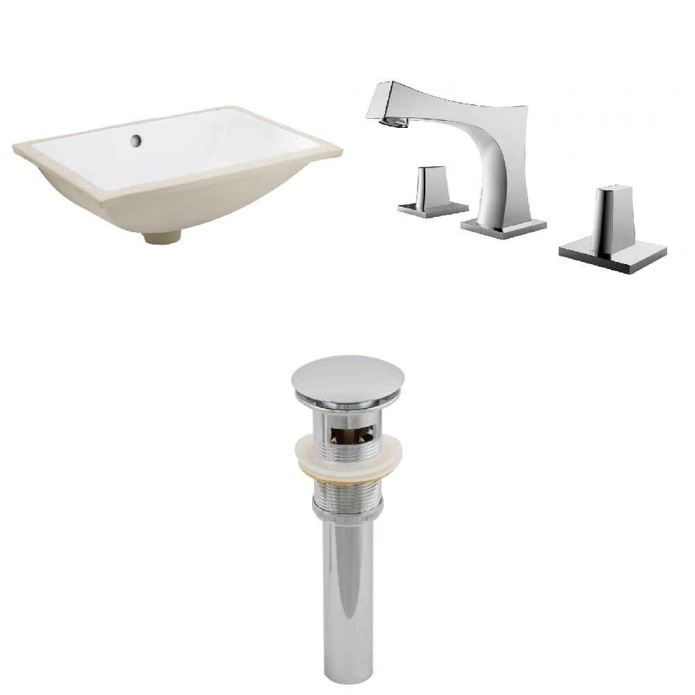 20.75-in. W CUPC Rectangle Bathroom Undermount Sink Set In White - Chrome Hardware - Overflow Drain Incl.
