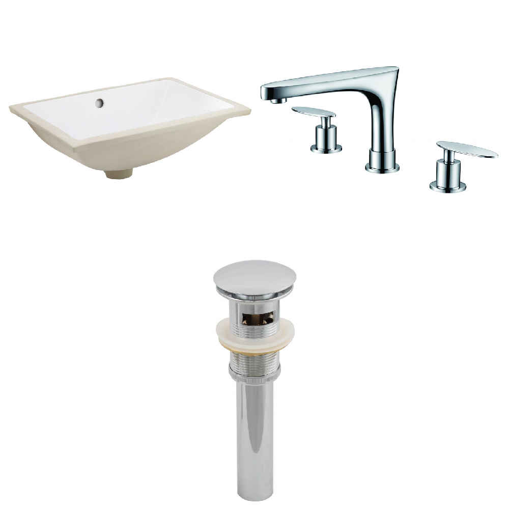 20.75-in. W CUPC Rectangle Bathroom Undermount Sink Set In White - Chrome Hardware - Overflow Drain Incl.