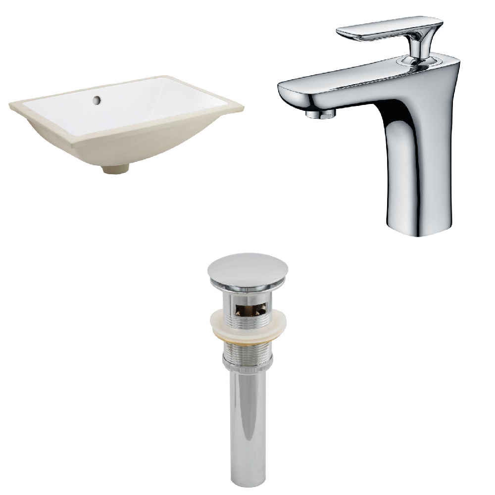 20.75-in. W CUPC Rectangle Bathroom Undermount Sink Set In White - Chrome Hardware - Overflow Drain Incl.