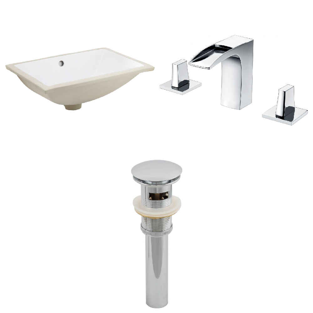 20.75-in. W CUPC Rectangle Bathroom Undermount Sink Set In White - Chrome Hardware - Overflow Drain Incl.