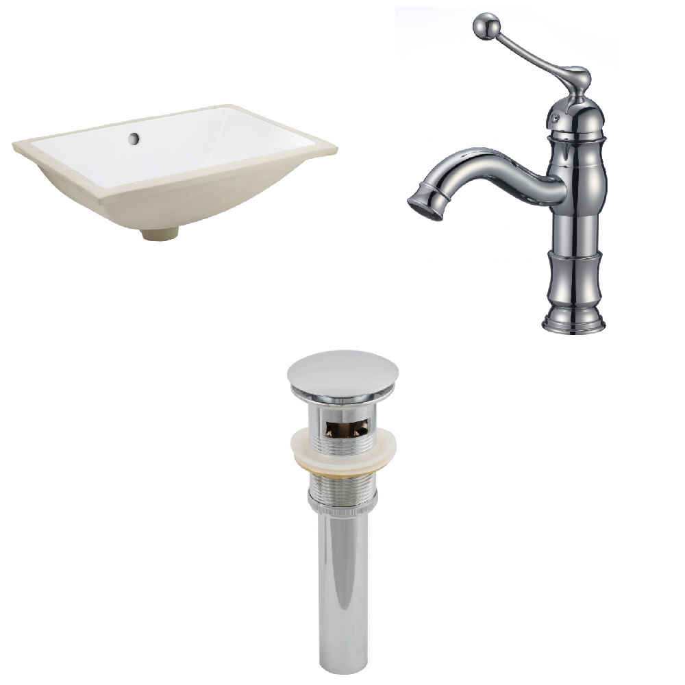 20.75-in. W CUPC Rectangle Bathroom Undermount Sink Set In White - Chrome Hardware - Overflow Drain Incl.