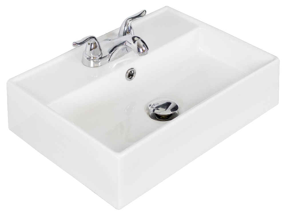 19.75-in. x 13.75-in. Rectangle Bathroom Vessel Sink White Enamel Glaze