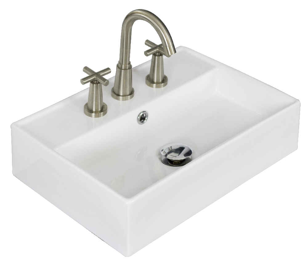 19.75-in. x 13.75-in. Rectangle Bathroom Vessel Sink White Enamel Glaze