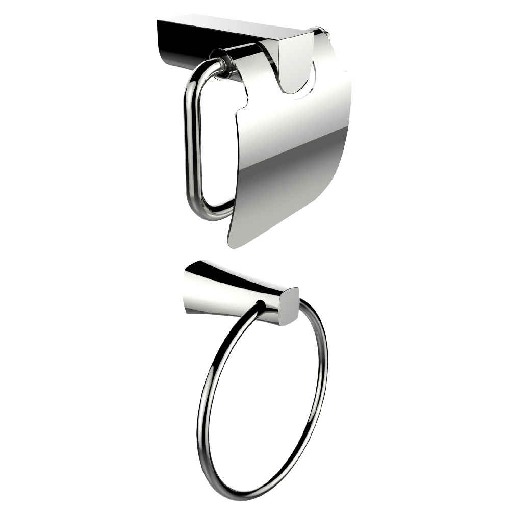 Chrome Plated Towel Ring With Toilet Paper Holder Accessory Set