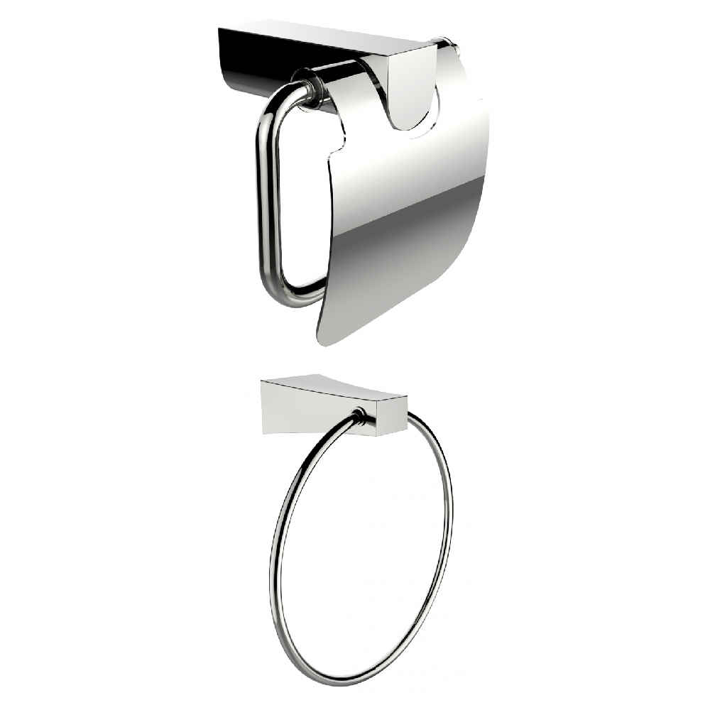 Chrome Plated Towel Ring With Toilet Paper Holder Accessory Set
