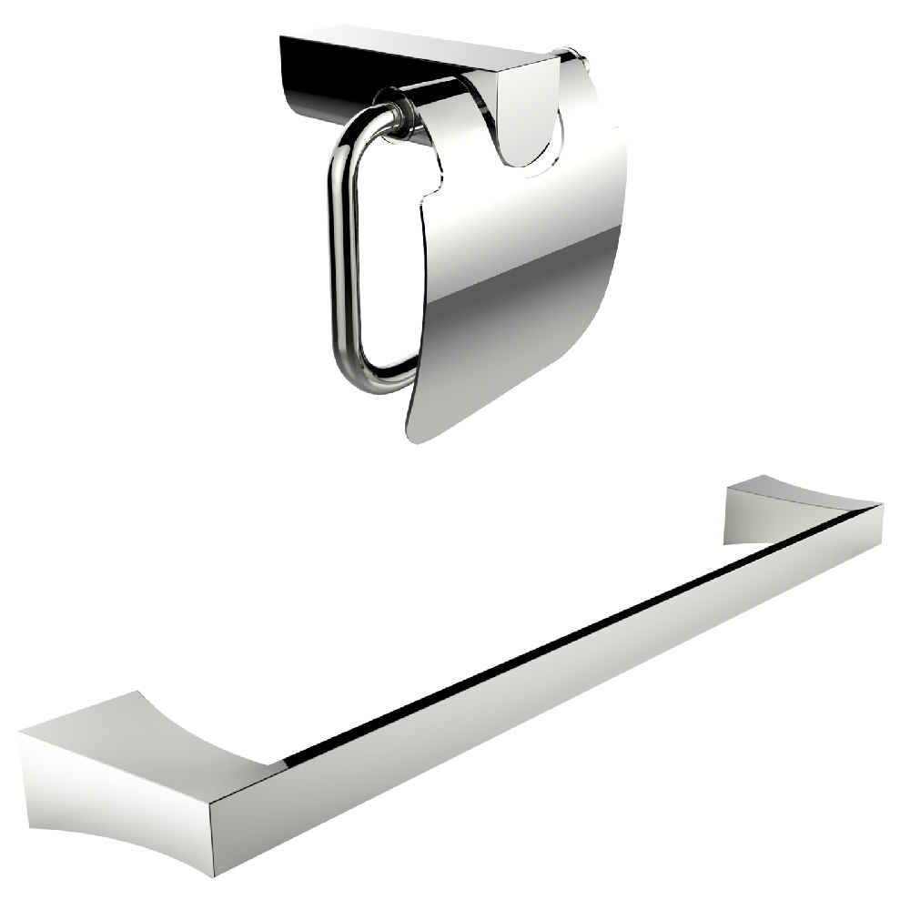 Chrome Plated Toilet Paper Holder With Single Rod Towel Rack Accessory Set