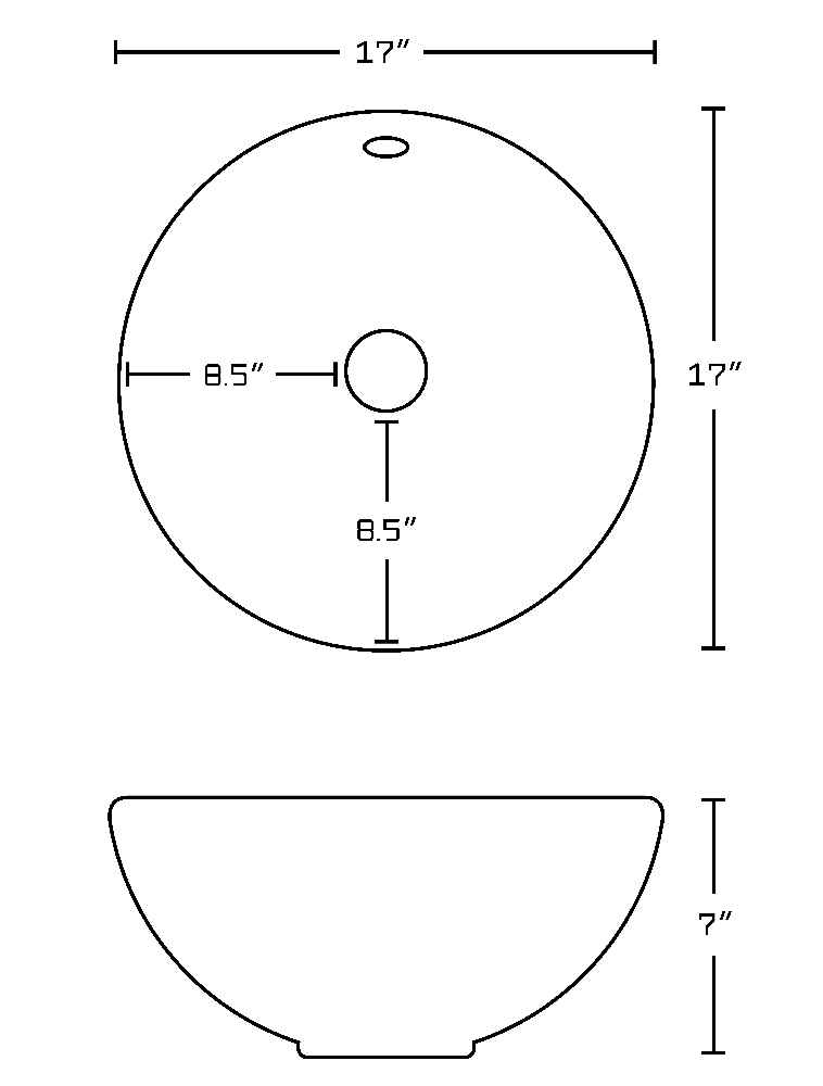 17-in. x 17-in. Round Bathroom Vessel Sink White Enamel Glaze
