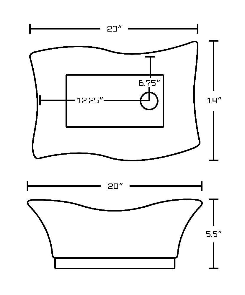 20-in. x 14-in. Unique Bathroom Vessel Sink White Enamel Glaze