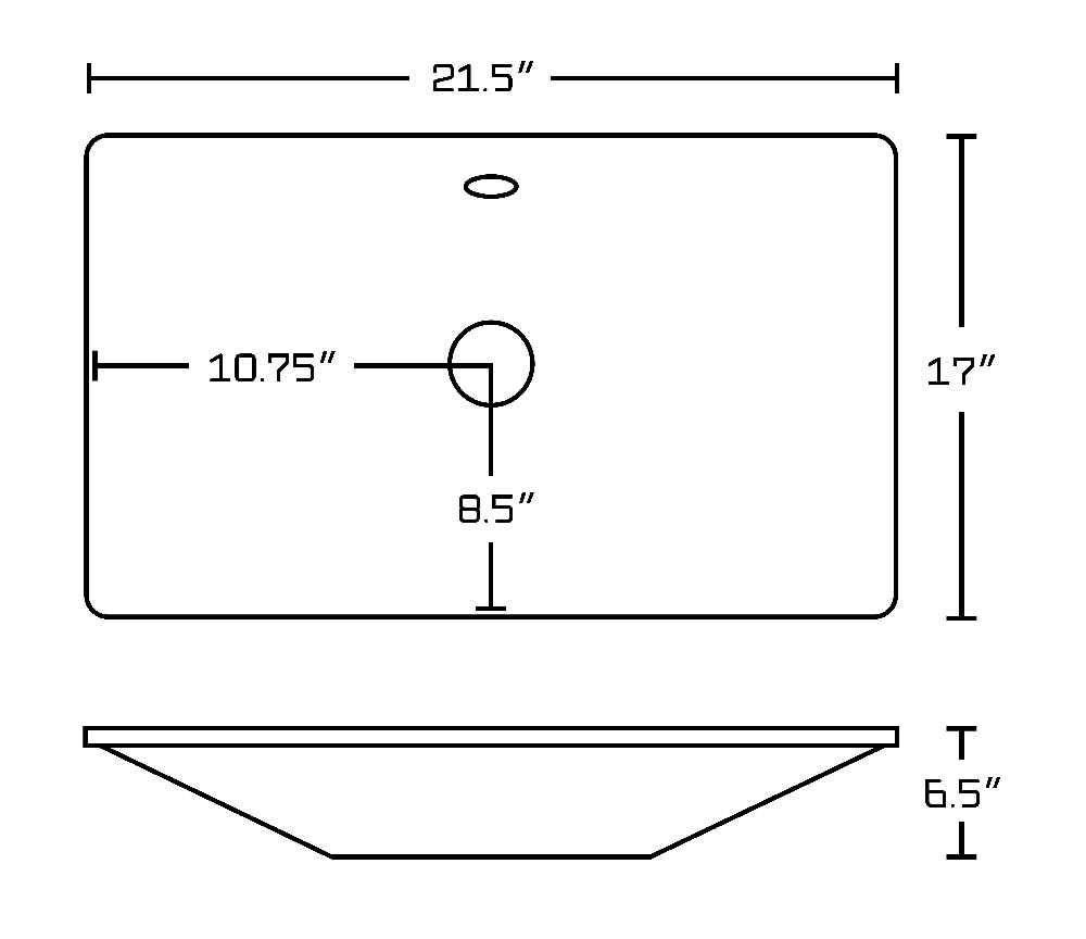 21.5-in. x 17-in. Rectangle Bathroom Vessel Sink White Enamel Glaze