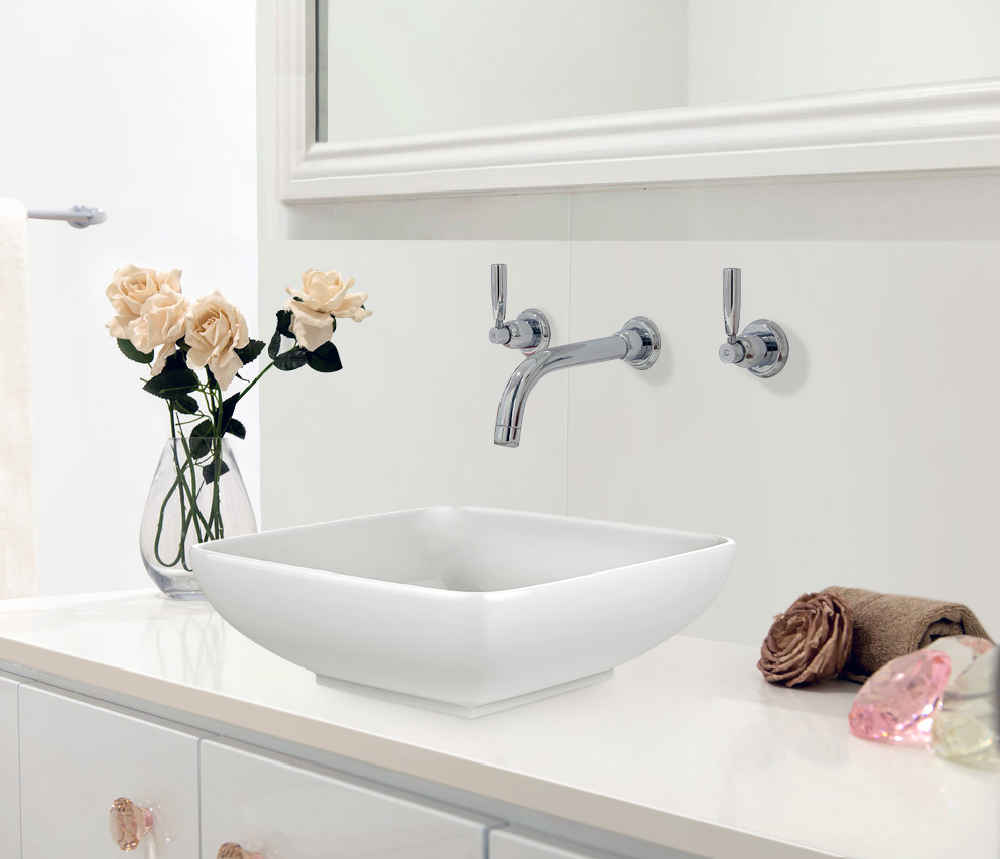 16.5-in. x 16.5-in. Square Bathroom Vessel Sink White Enamel Glaze