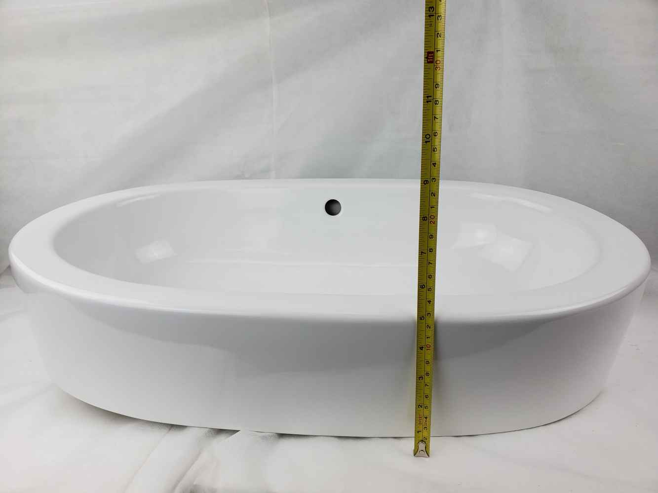 25.25-in. x 14.5-in. Oval Bathroom Vessel Sink White Enamel Glaze