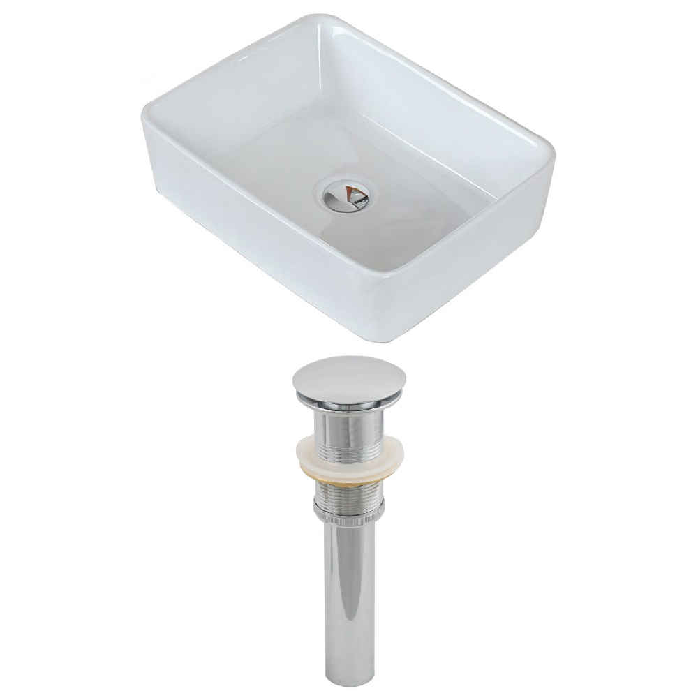 18.75-in. x 14.75-in. Rectangle Bathroom Vessel Sink Set White Enamel Glaze