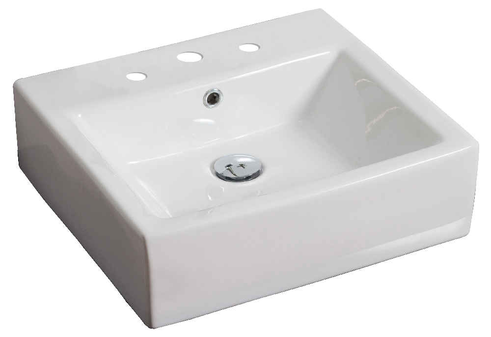 21-in. x 16.5-in. Rectangle Bathroom Vessel Sink Set White Enamel Glaze