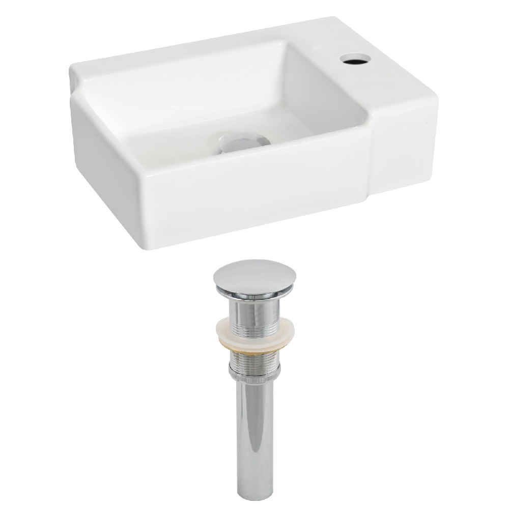 16.25-in. x 11.75-in. Rectangle Bathroom Vessel Sink Set White Enamel Glaze