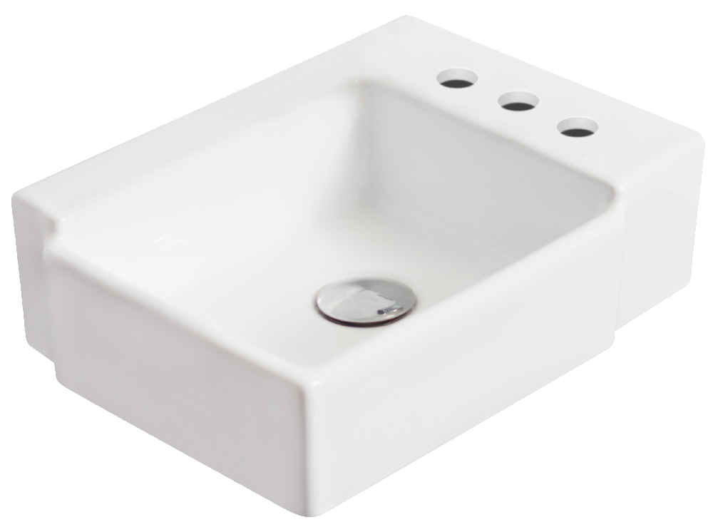 16.25-in. x 11.75-in. Rectangle Bathroom Vessel Sink Set White Enamel Glaze