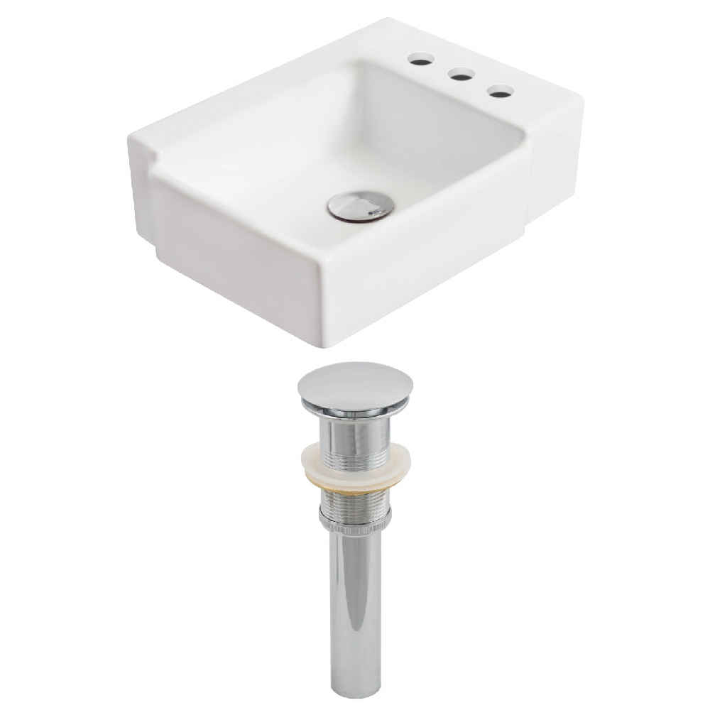 16.25-in. x 11.75-in. Rectangle Bathroom Vessel Sink Set White Enamel Glaze