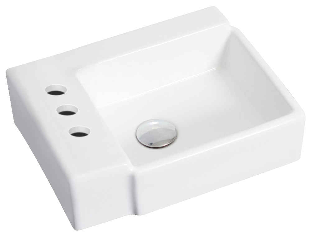 16.25-in. x 11.75-in. Rectangle Bathroom Vessel Sink Set White Enamel Glaze