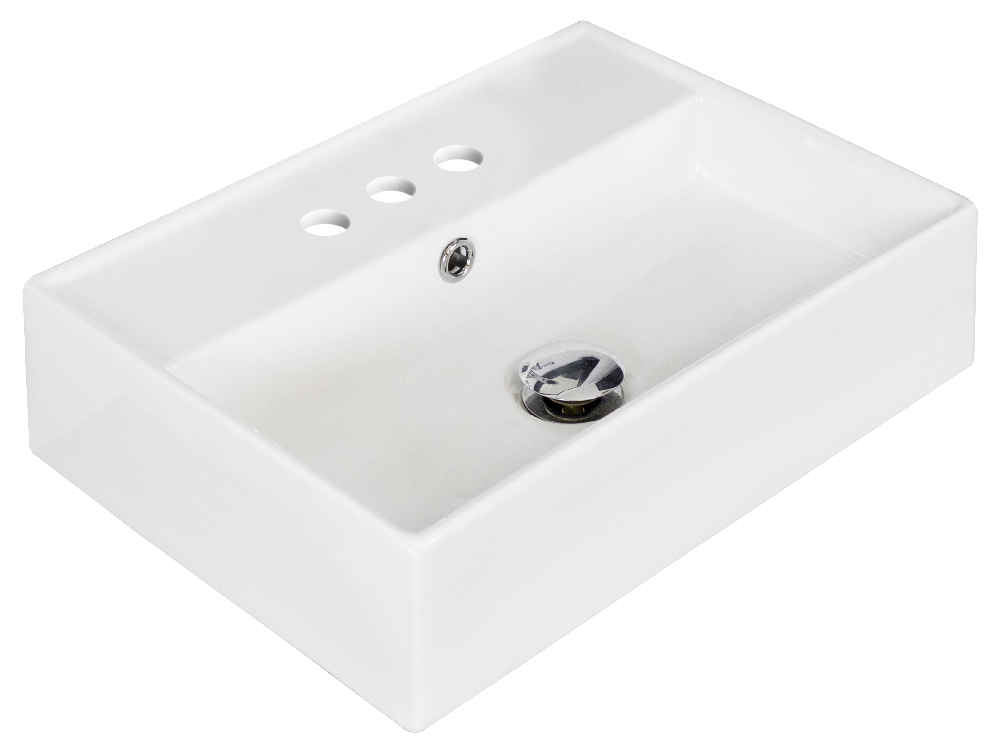 19.75-in. x 13.75-in. Rectangle Bathroom Vessel Sink Set White Enamel Glaze