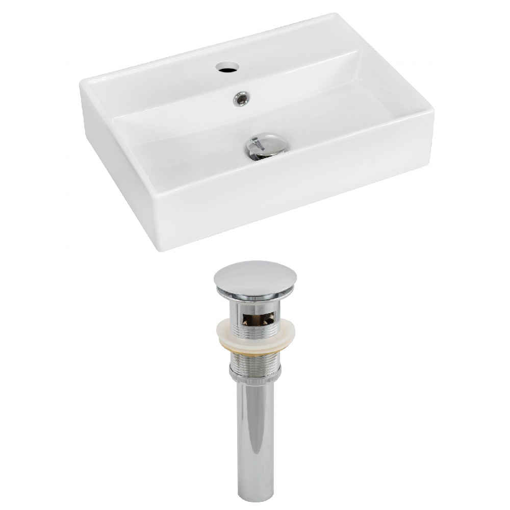 19.75-in. x 13.75-in. Rectangle Bathroom Vessel Sink Set White Enamel Glaze