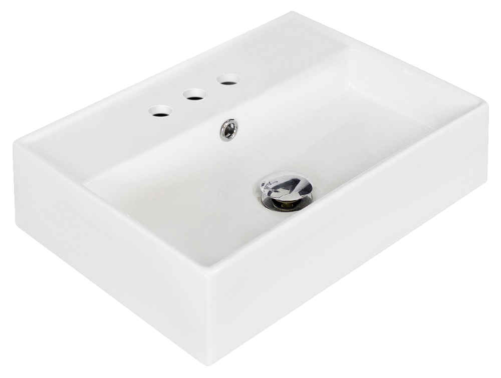 19.75-in. x 13.75-in. Rectangle Bathroom Vessel Sink Set White Enamel Glaze