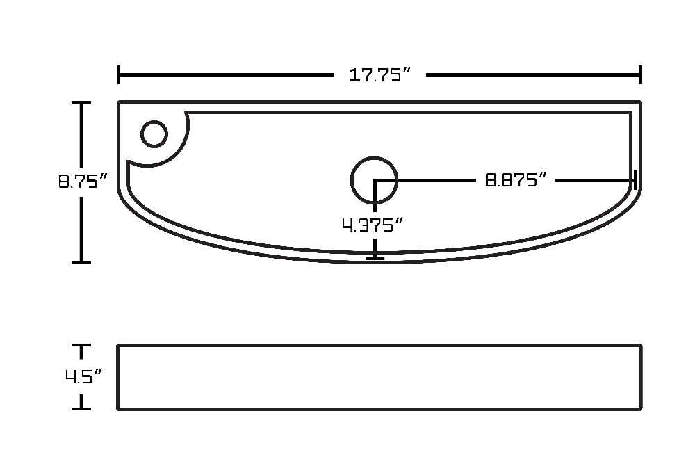 17.75-in. x 8.75-in. Rectangle Bathroom Vessel Sink Set White Enamel Glaze