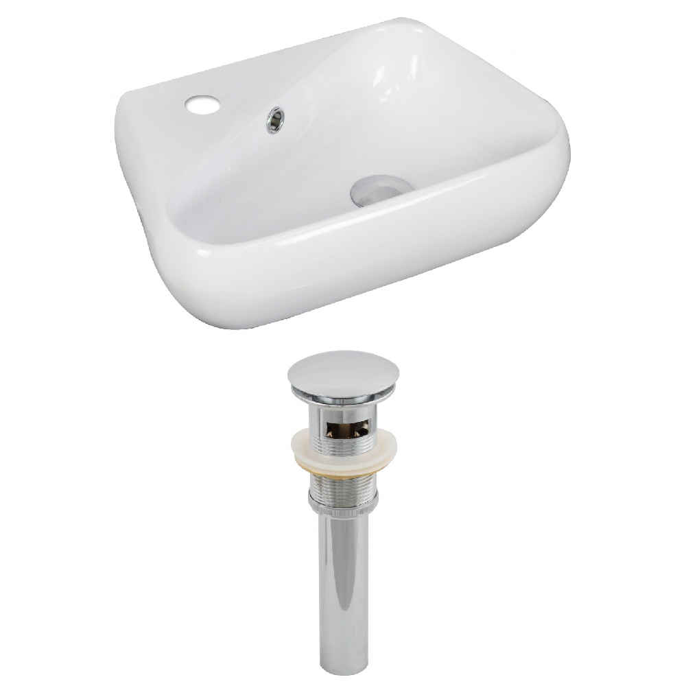 17.5-in. x 11-in. Unique Bathroom Vessel Sink Set White Enamel Glaze