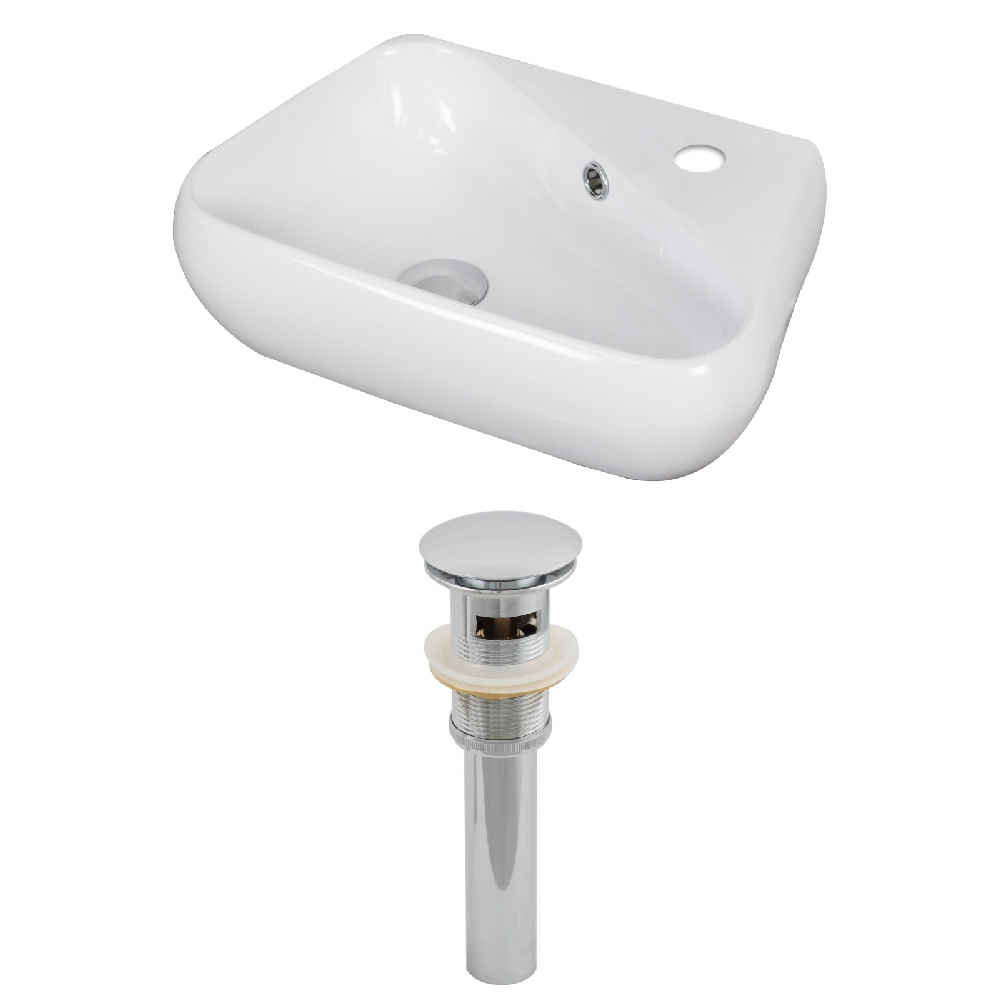 17.5-in. x 11-in. Unique Bathroom Vessel Sink Set White Enamel Glaze