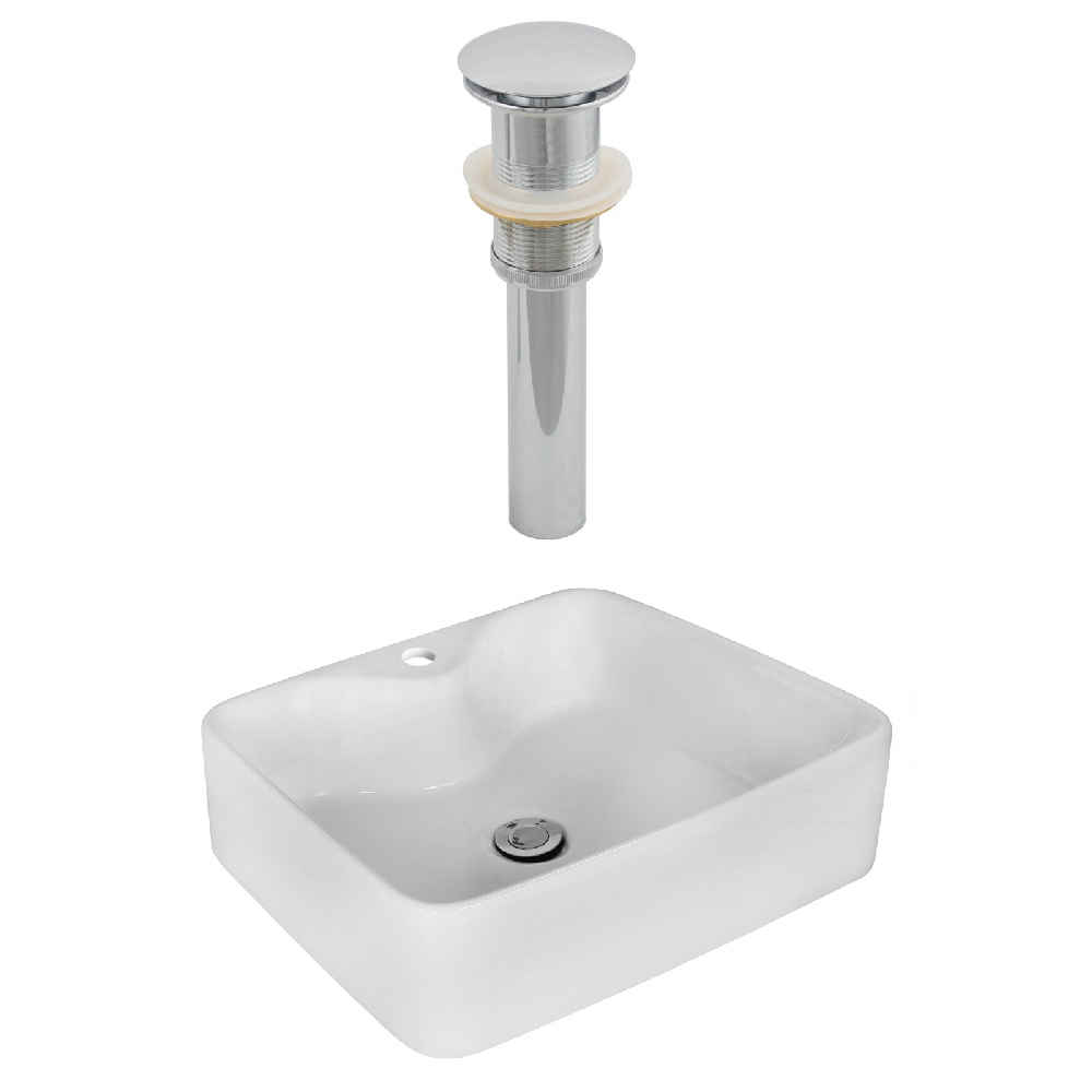 18.75-in. x 14.75-in. Rectangle Bathroom Vessel Sink Set White Enamel Glaze