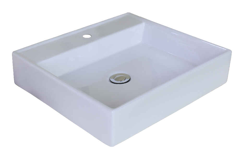 17-in. x 17-in. Rectangle Bathroom Vessel Sink Set White Enamel Glaze