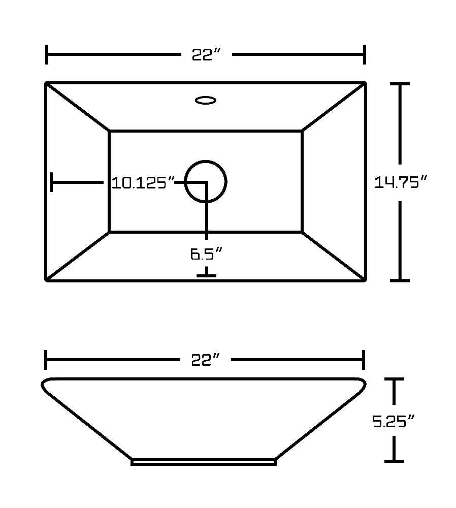 22-in. x 14.75-in. Rectangle Bathroom Vessel Sink Set White Enamel Glaze