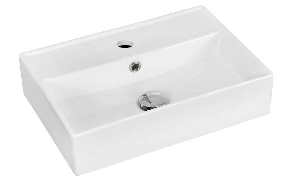 17.75-in. x 13.75-in. Rectangle Bathroom Vessel Sink Set White Enamel Glaze