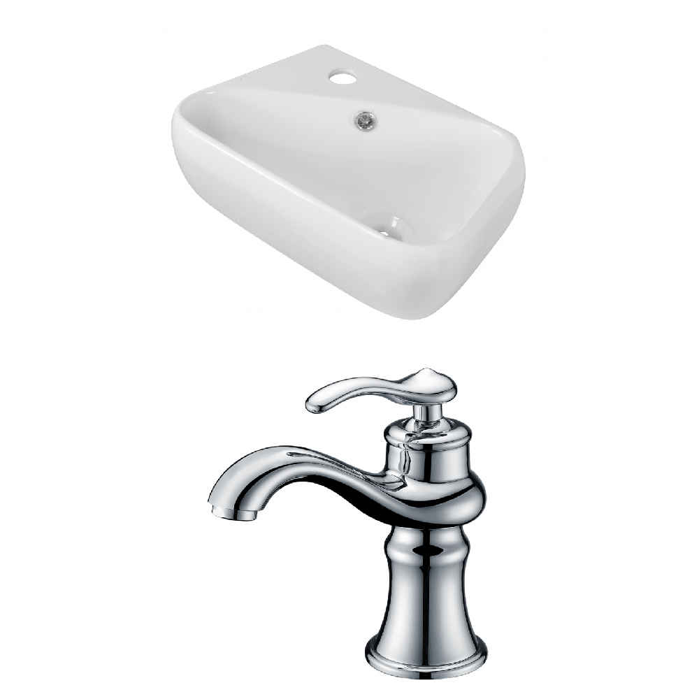 17.5-in. x 11-in. Rectangle Bathroom Vessel Sink Set White Enamel Glaze