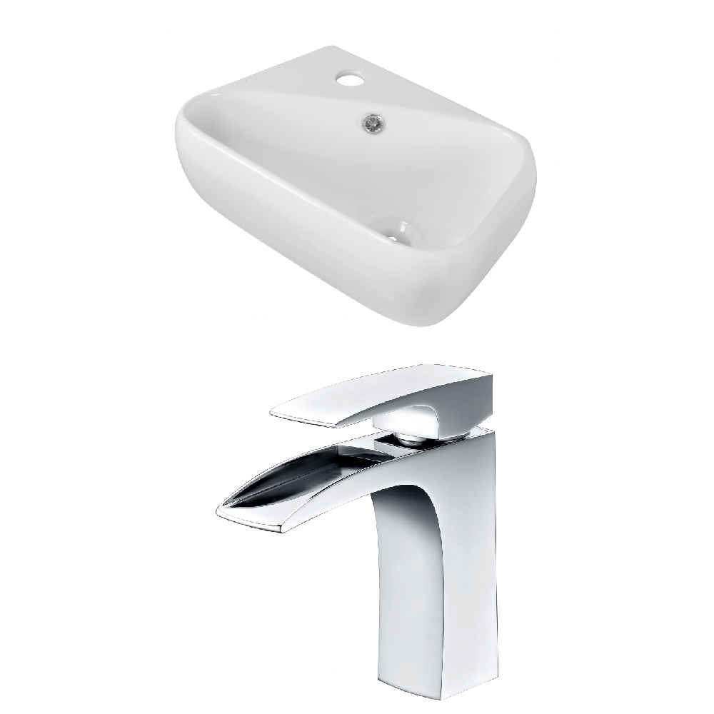 17.5-in. x 11-in. Rectangle Bathroom Vessel Sink Set White Enamel Glaze