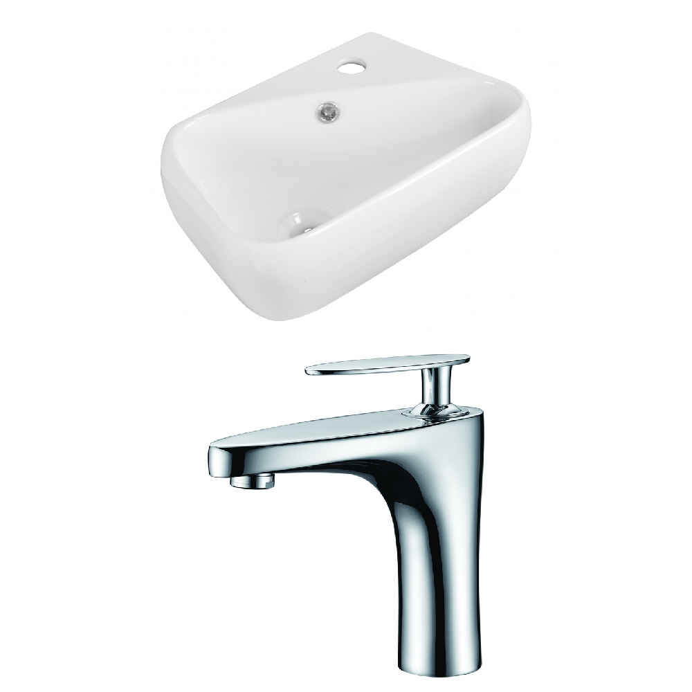 17.5-in. x 11-in. Rectangle Bathroom Vessel Sink Set White Enamel Glaze