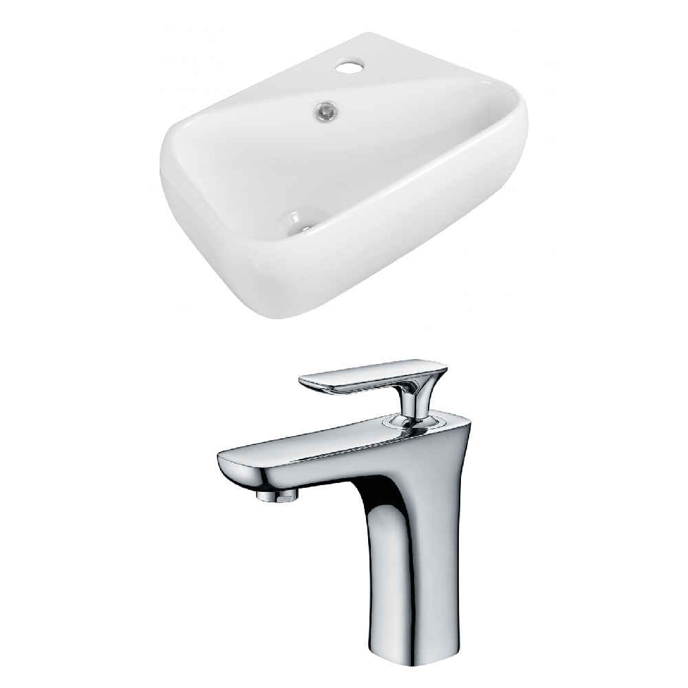 17.5-in. x 11-in. Rectangle Bathroom Vessel Sink Set White Enamel Glaze