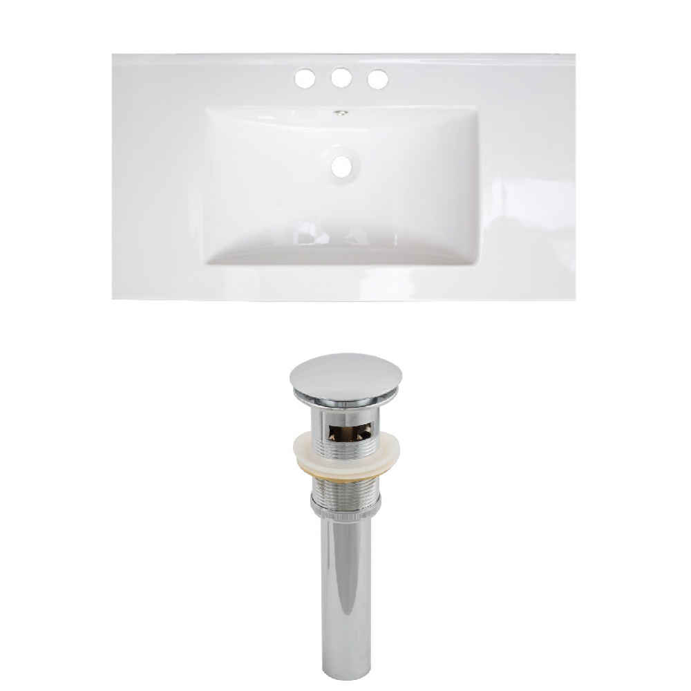 35.5-in. W 3H4-in. Ceramic Top Set In White Color - Overflow Drain Incl.