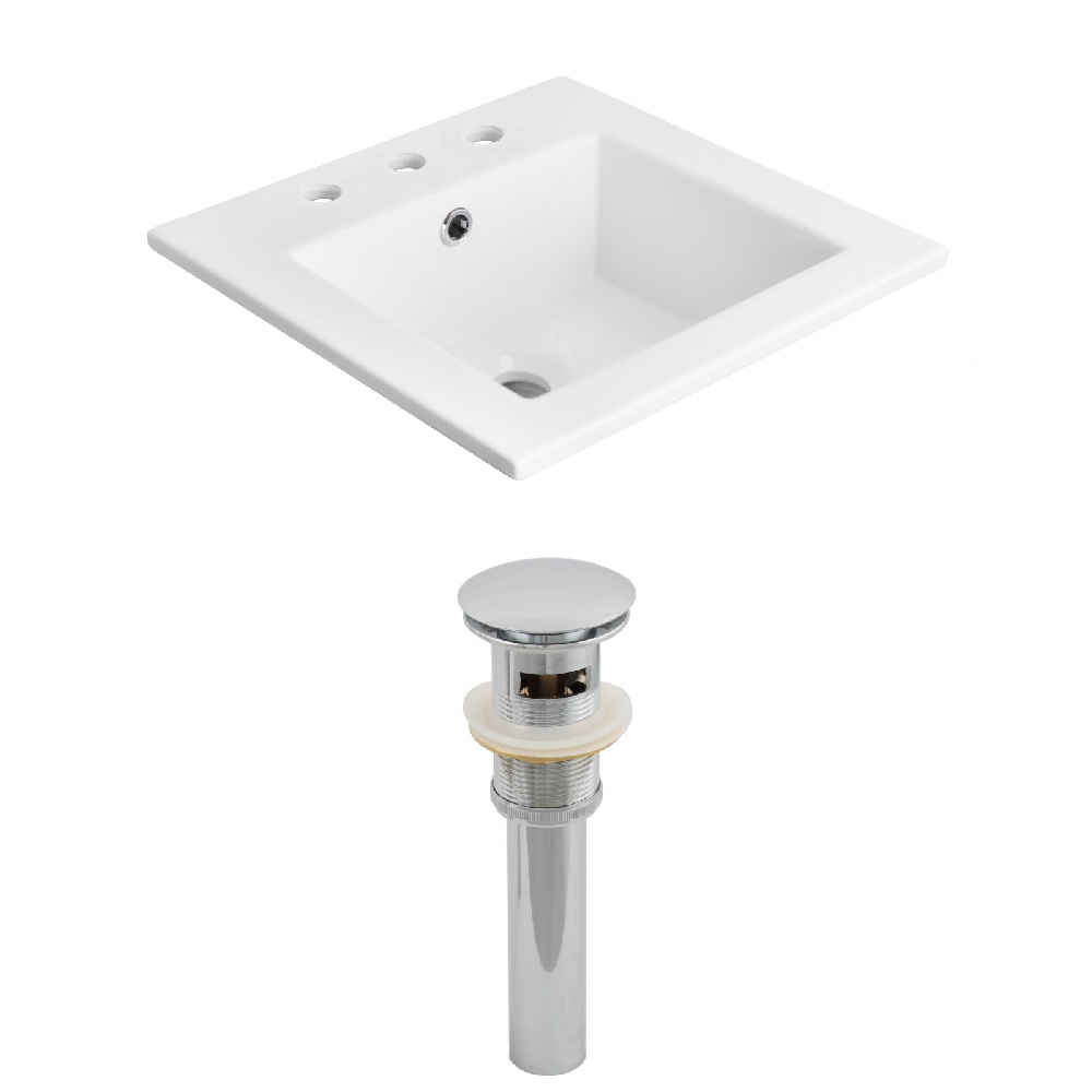 21-in. W 3H8-in. Ceramic Top Set In White Color - Overflow Drain Incl.
