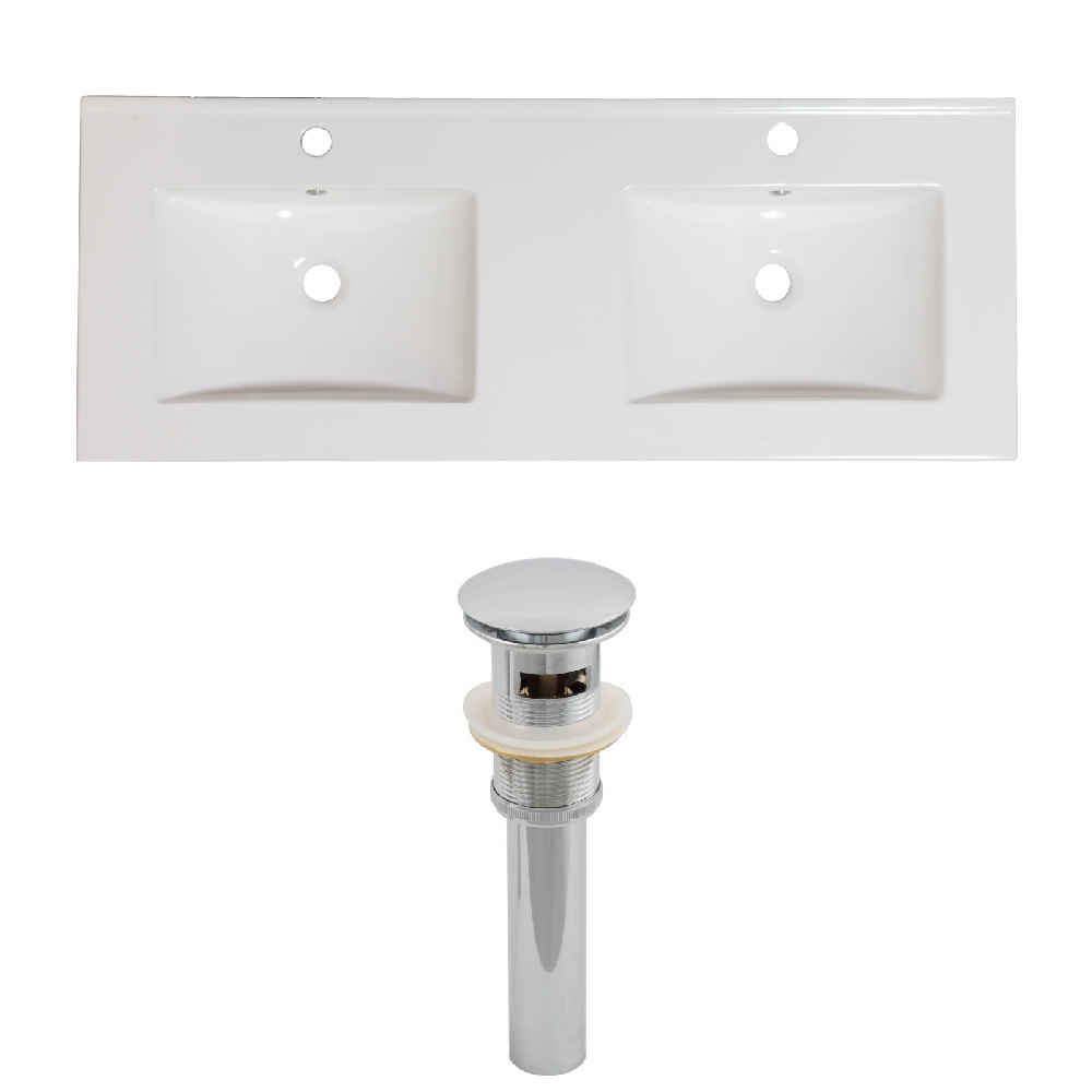59-in. W 1 Hole Ceramic Top Set In White Color - Overflow Drain Incl.
