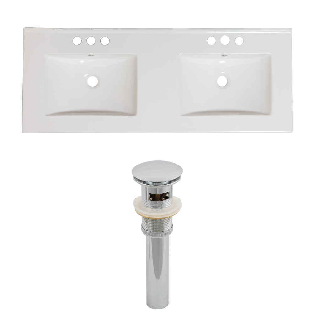 59-in. W 3H8-in. Ceramic Top Set In White Color - Overflow Drain Incl.
