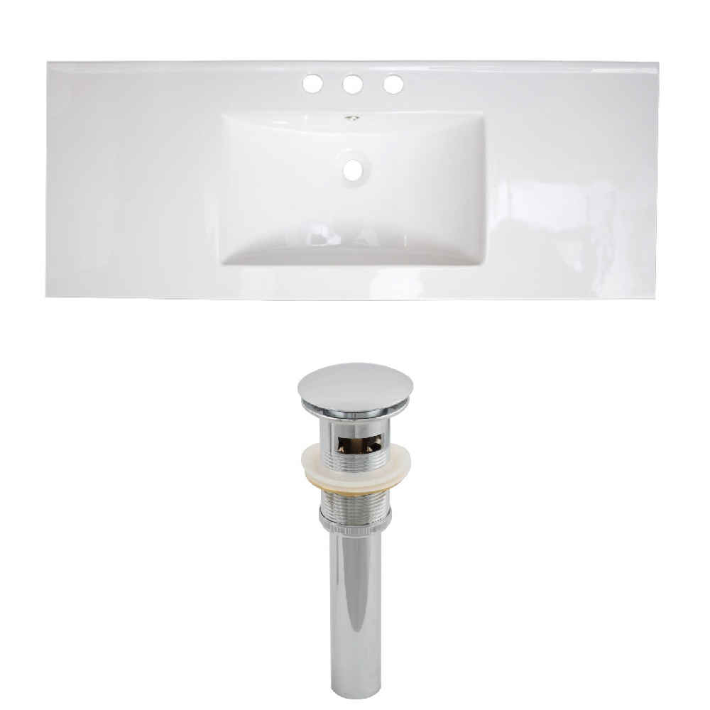 39.75-in. W 3H8-in. Ceramic Top Set In White Color - Overflow Drain Incl.